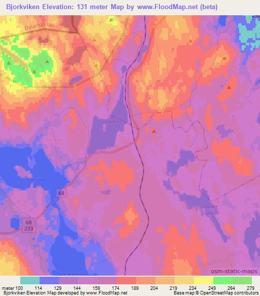 Bjorkviken,Sweden Elevation Map