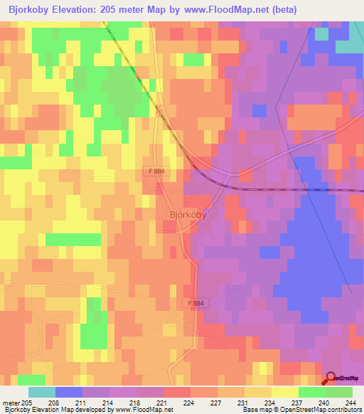 Bjorkoby,Sweden Elevation Map
