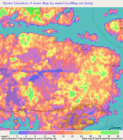 Bjorko,Sweden Elevation Map