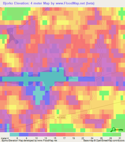 Bjorko,Sweden Elevation Map