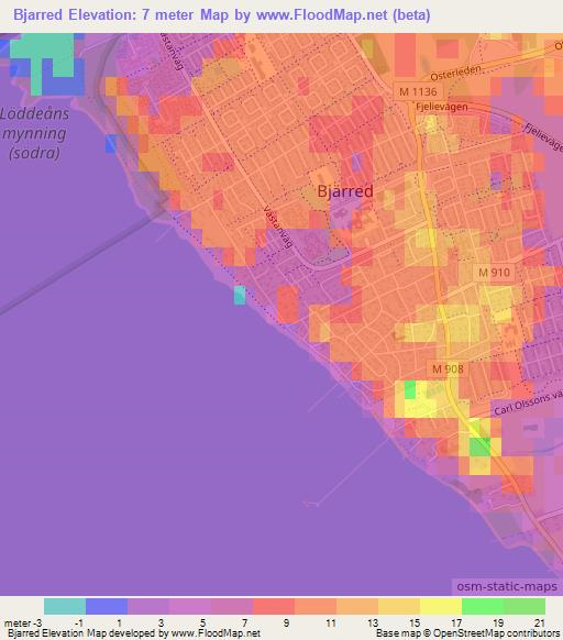 Bjarred,Sweden Elevation Map