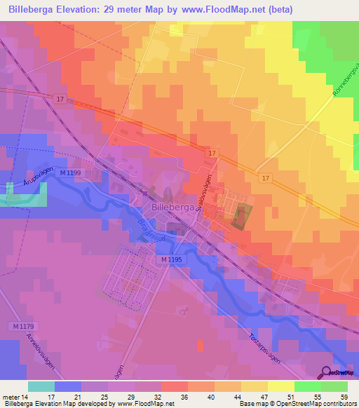 Billeberga,Sweden Elevation Map
