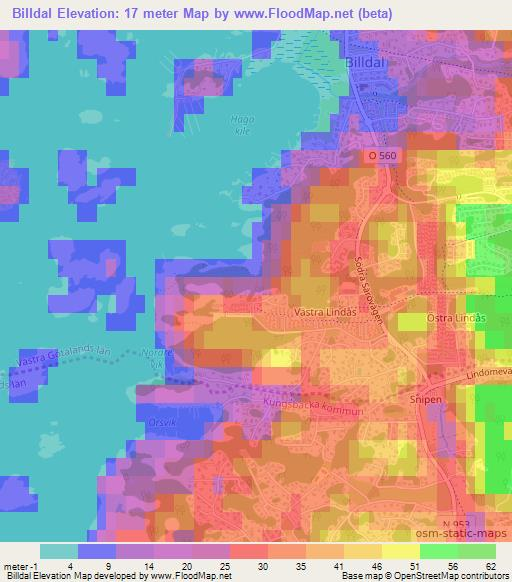 Billdal,Sweden Elevation Map