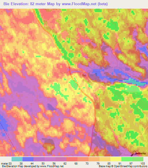 Bie,Sweden Elevation Map