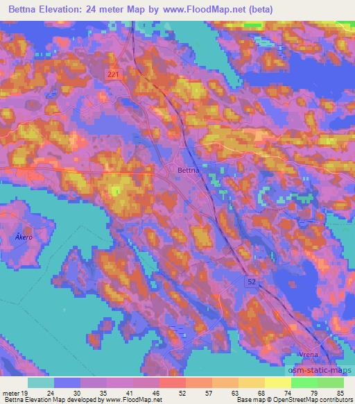 Bettna,Sweden Elevation Map