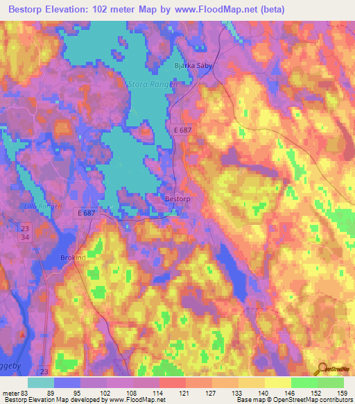 Bestorp,Sweden Elevation Map