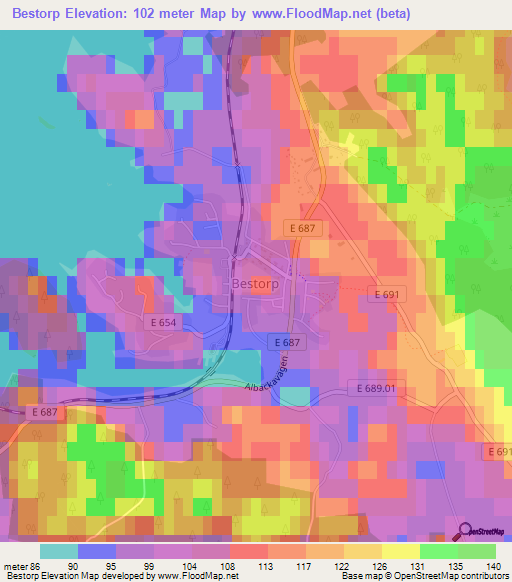 Bestorp,Sweden Elevation Map