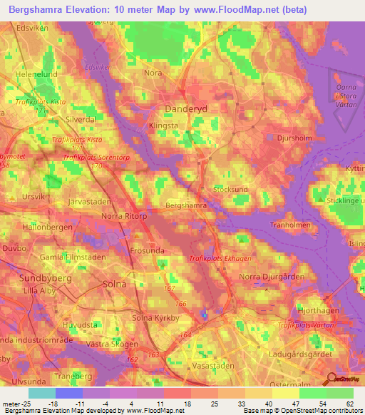 Bergshamra,Sweden Elevation Map