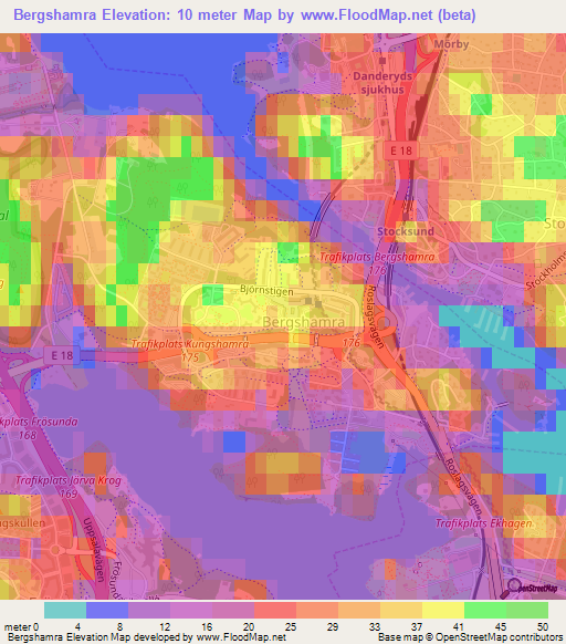 Bergshamra,Sweden Elevation Map