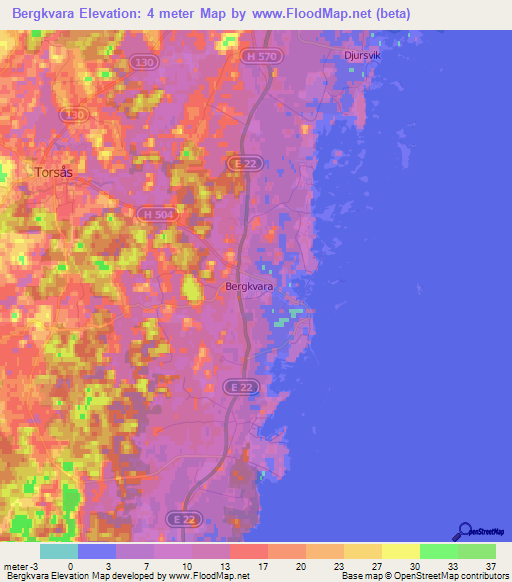Bergkvara,Sweden Elevation Map