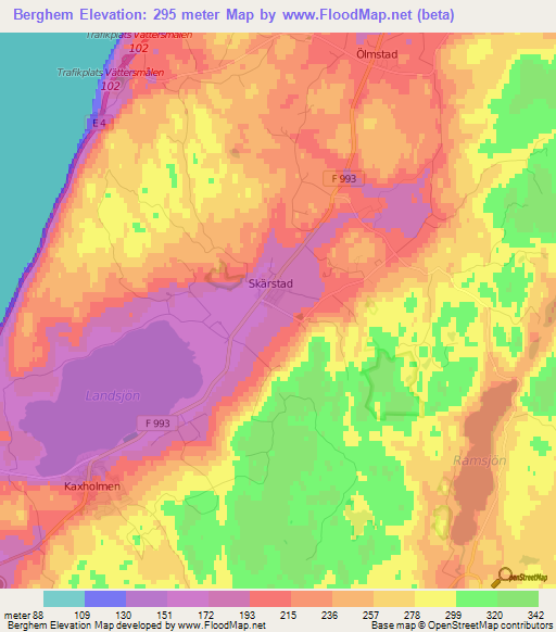 Berghem,Sweden Elevation Map