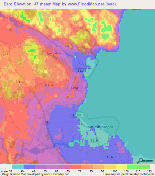 Berg,Sweden Elevation Map