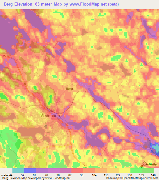 Berg,Sweden Elevation Map