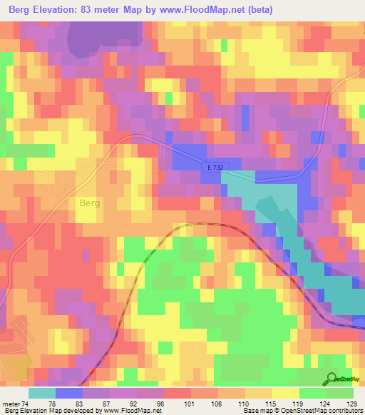 Berg,Sweden Elevation Map