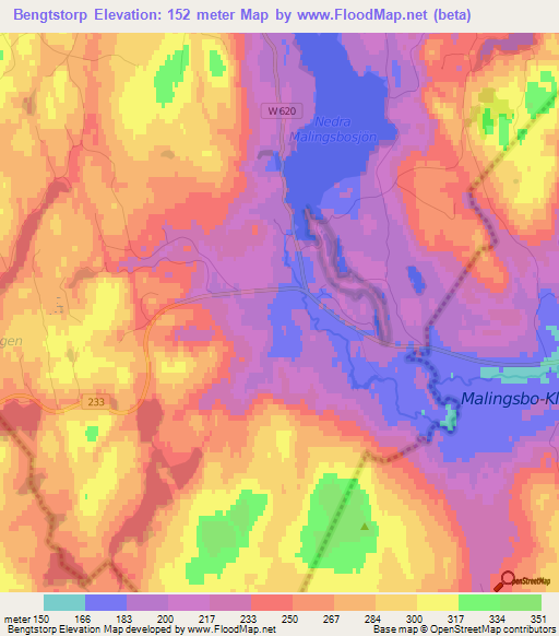 Bengtstorp,Sweden Elevation Map