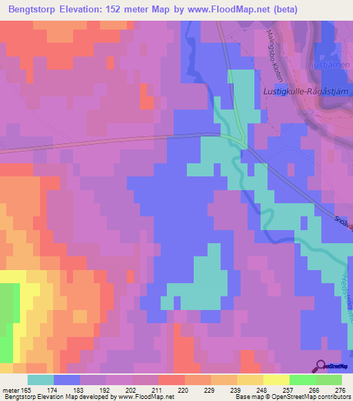 Bengtstorp,Sweden Elevation Map