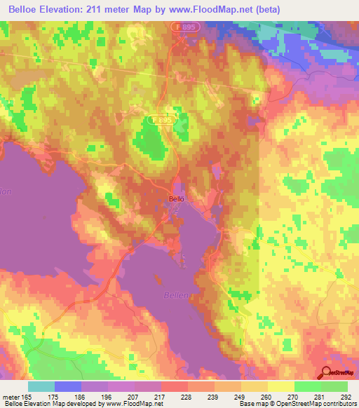 Belloe,Sweden Elevation Map