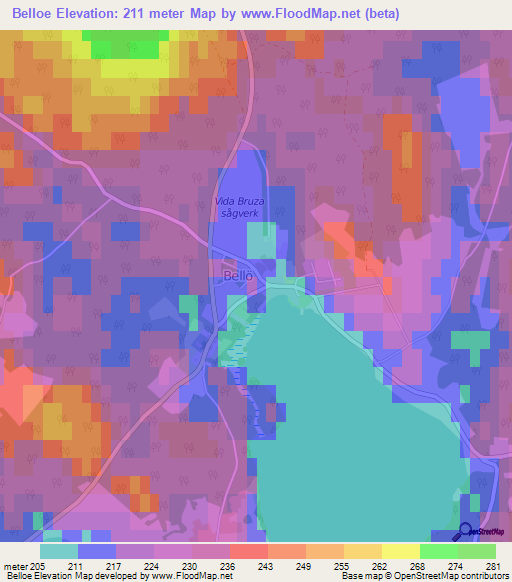 Belloe,Sweden Elevation Map