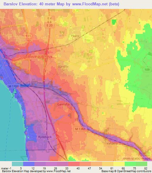 Barslov,Sweden Elevation Map