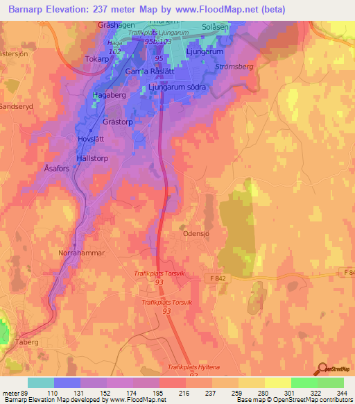 Barnarp,Sweden Elevation Map