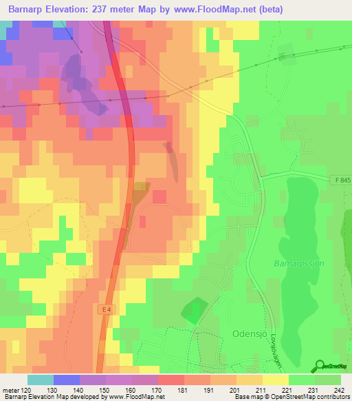 Barnarp,Sweden Elevation Map