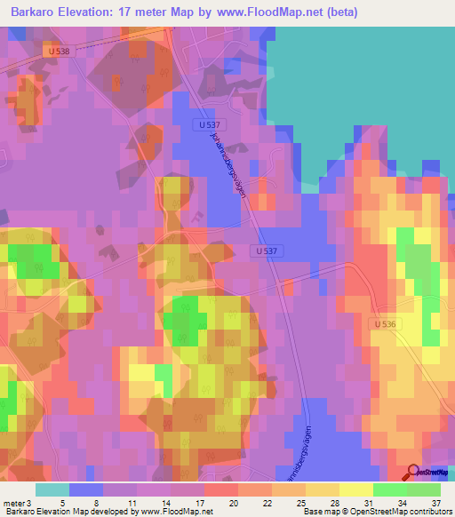 Barkaro,Sweden Elevation Map