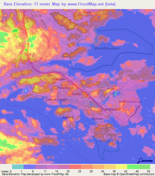 Bara,Sweden Elevation Map