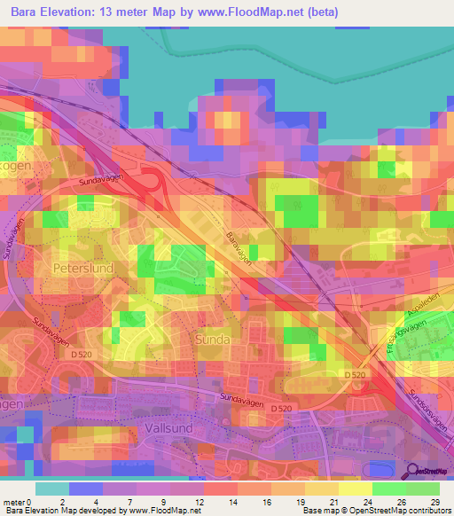 Bara,Sweden Elevation Map