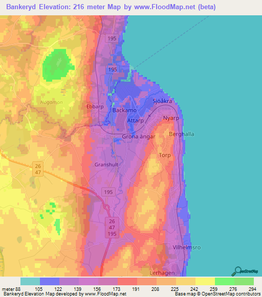 Bankeryd,Sweden Elevation Map