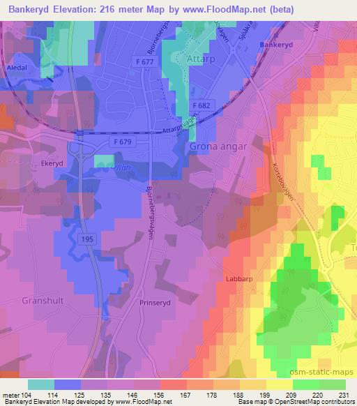 Bankeryd,Sweden Elevation Map
