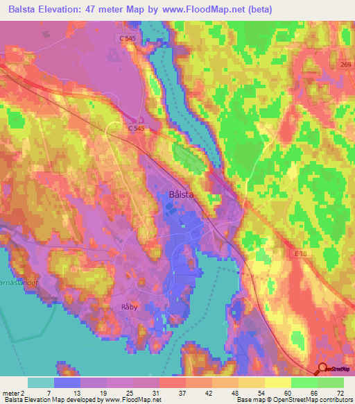 Balsta,Sweden Elevation Map