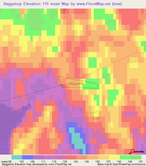 Baggetorp,Sweden Elevation Map