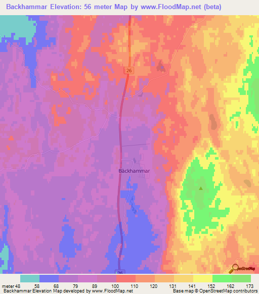 Backhammar,Sweden Elevation Map