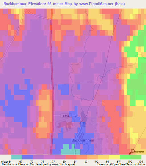 Backhammar,Sweden Elevation Map