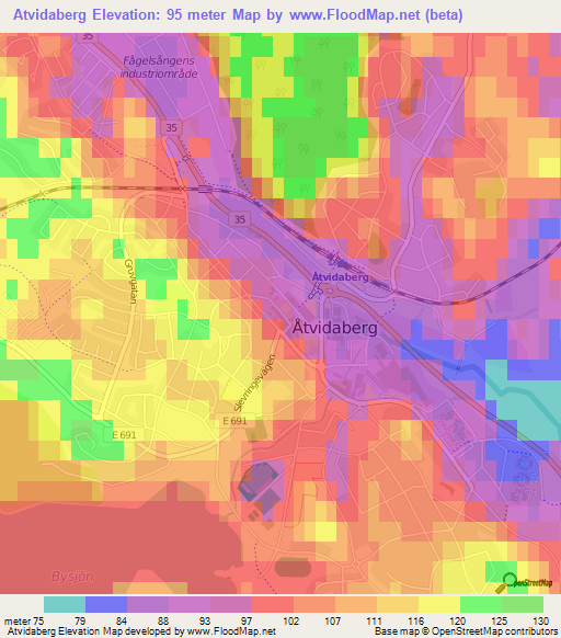 Atvidaberg,Sweden Elevation Map