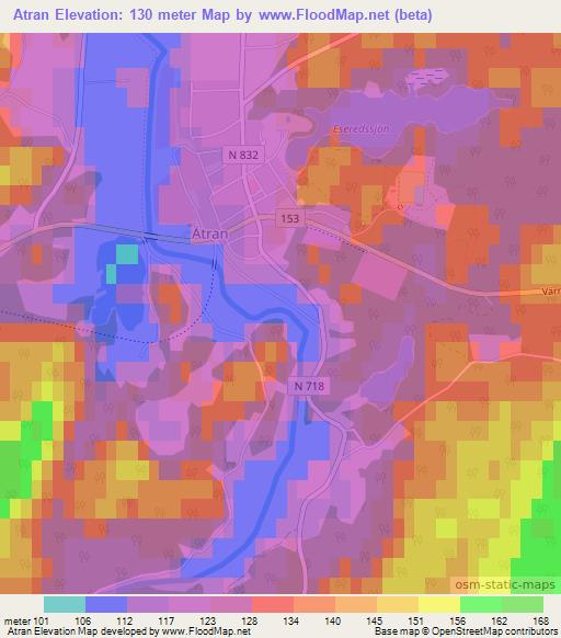 Atran,Sweden Elevation Map