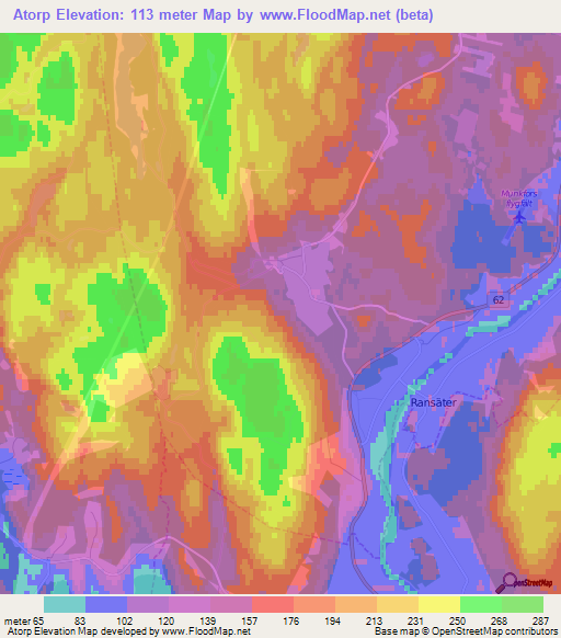 Atorp,Sweden Elevation Map