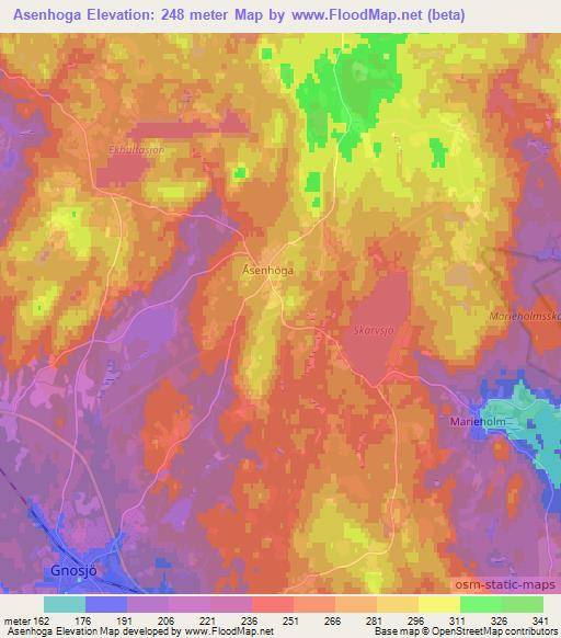 Asenhoga,Sweden Elevation Map