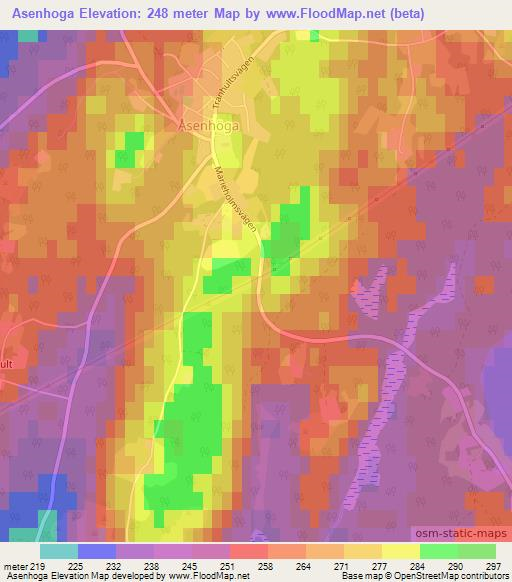 Asenhoga,Sweden Elevation Map
