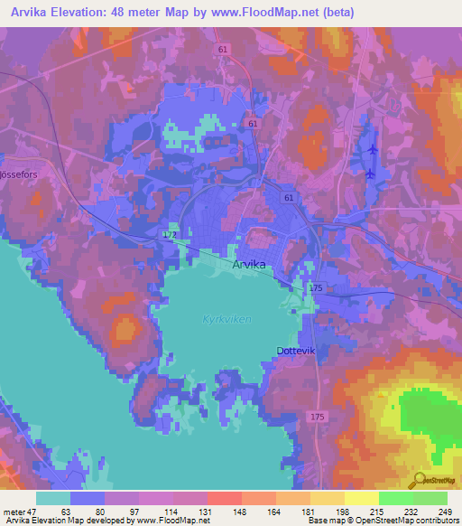 Arvika,Sweden Elevation Map