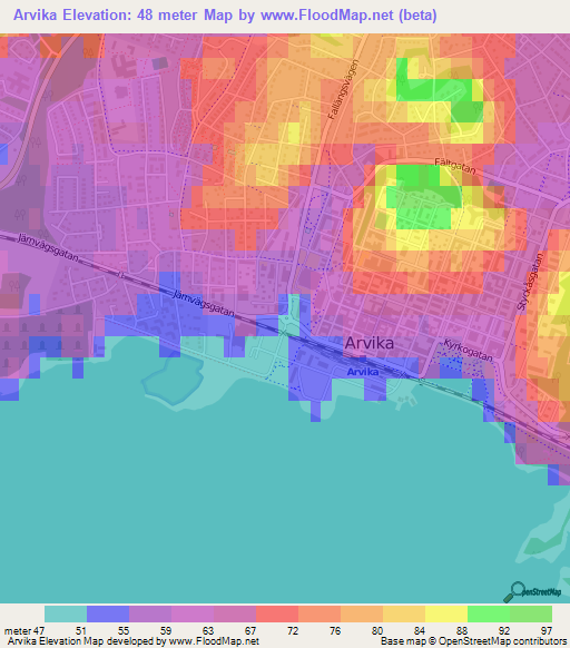 Arvika,Sweden Elevation Map