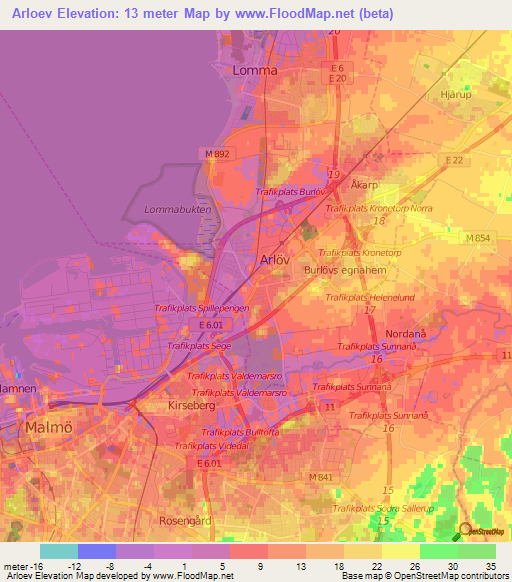 Arloev,Sweden Elevation Map