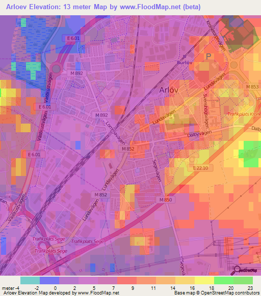 Arloev,Sweden Elevation Map