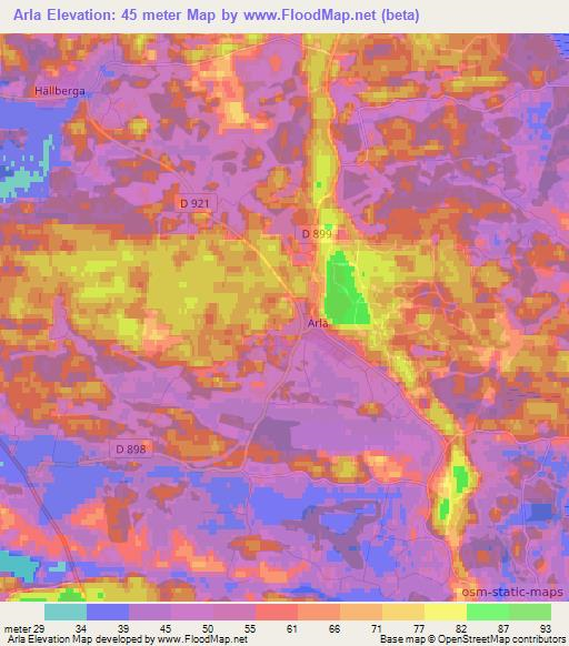 Arla,Sweden Elevation Map