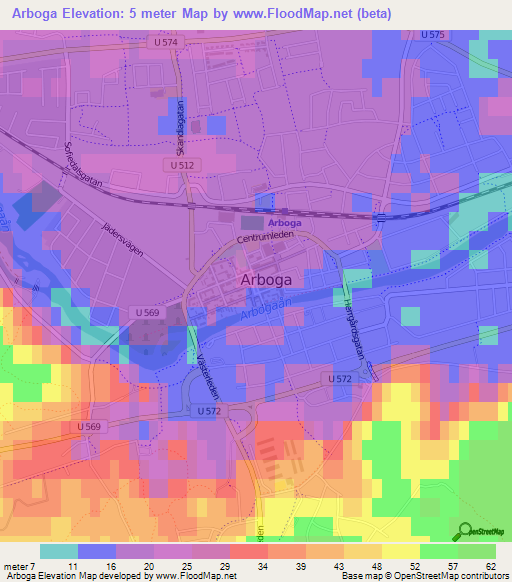 Arboga,Sweden Elevation Map