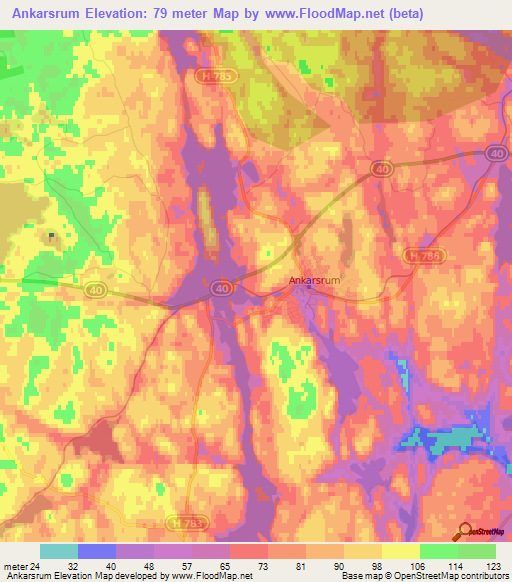 Ankarsrum,Sweden Elevation Map