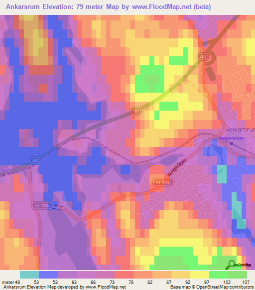 Ankarsrum,Sweden Elevation Map