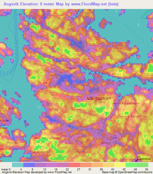 Angsvik,Sweden Elevation Map