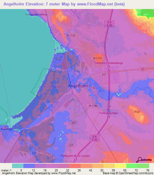 Angelholm,Sweden Elevation Map