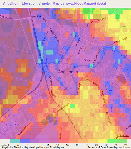 Angelholm,Sweden Elevation Map